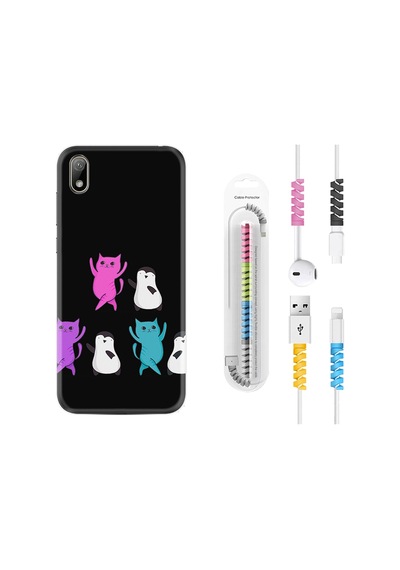 Huawei Y5 2019 Kılıf Kablo Koruyuculu Cat Dance 1824