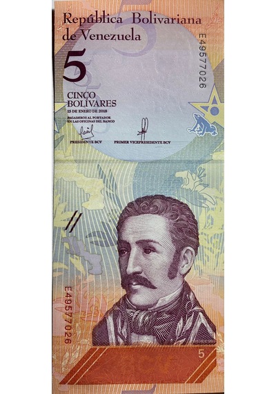 Emir Collectıon Venezuela 2018 Yılı 5 Bolivares Çil Unc Koleksiyon Para