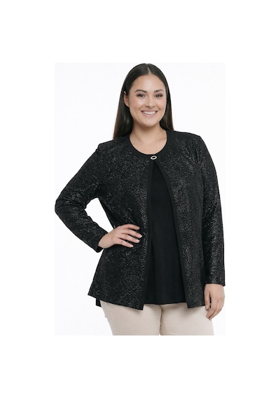 By Saygı Kadın İçi Likralı Bluz Sim Detaylı Çiçek Desenli Dantel Ceket Büyük Beden 2'li Takım Siyah By Saygı Kadın İçi Likralı Bluz Sim Detaylı Çiçek Desenli Dantel Ceket Büyük Beden 2'li Takım Siyah