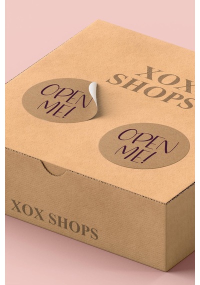 Mor Yazılı Open Me Kraft Sticker 3x3cm St2254 Çok Renkli