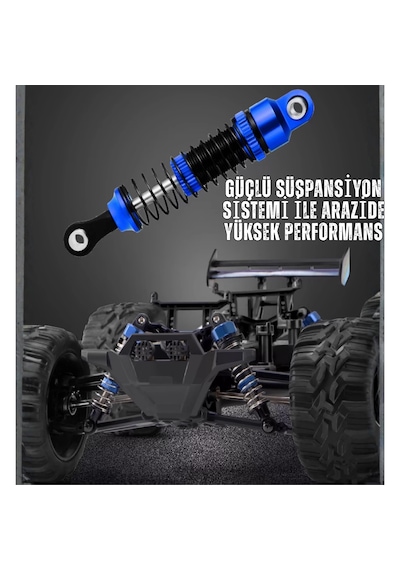 Oyuncak Uzaktan Kumandalı Metal Gövde 50 Km Hız Yapan 4x4 Off-road Arazi Aracı Şarjlı 1400 Mah Mavi