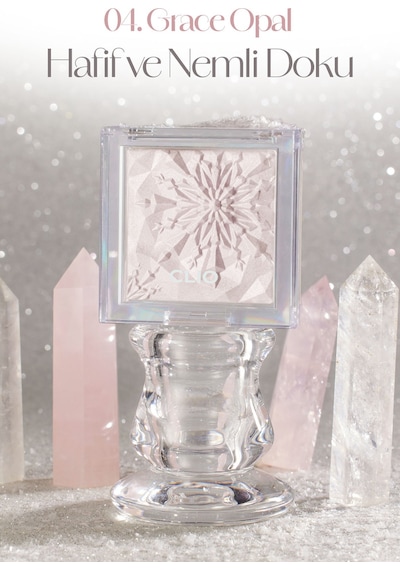 Mikro İnci Tanecikleriyle Yoğun Işıltı Sağlayan Highlighter Clıo Prism Highlighter 04 Grace Opal 04 Grace Opal