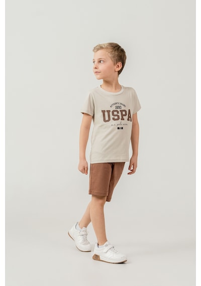 U.s Polo Assn. 2473 Kısa Kol Erkek Çocuk Bermuda Şort Pijama Takımı Bej