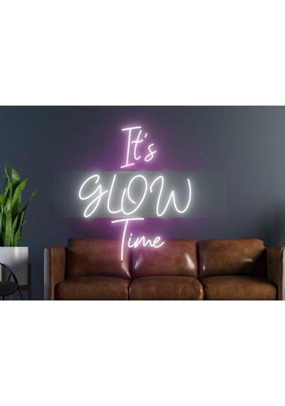 It's Glow Time Yazılı Neon Tabela Pembe