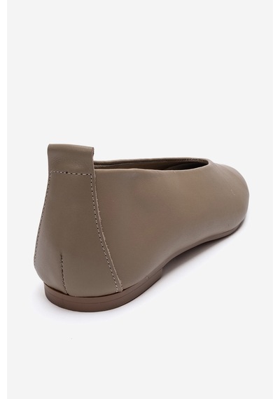 Luvishoes Jenas Vizon Cilt Hakiki Deri Kadın Babet Ayakkabı