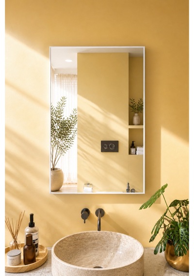 Aynalı Banyo Dolabı Tek Kapaklı Beyaz 60x40x15 Cm Banyo Üst Dolabı