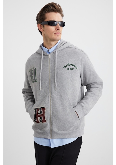 Grımelange Alphabet Erkek Pamuklu Önü Baskılı Kapüşonlu Kordon Detaylı Fermuarlı Hırka Grimelanj Sweatshirt