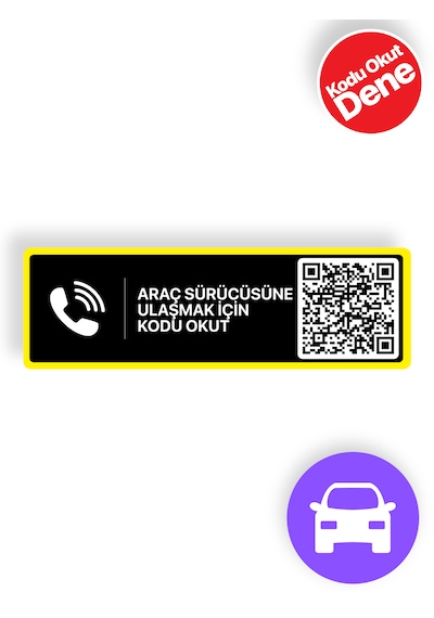 Numarasız Numaratör - Qr Kodlu Araç Numaratörü - Araç İçi Park Telefon Numarası Yatay Etiket 001
