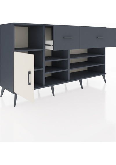 Hyperion Konsol 6 Raflı 2 Çekmeceli Tek Kapaklı 176x44x99 Antras Antrasit-aytaşı/antrasit Hyperion Konsol 6 Raflı 2 Çekmeceli Tek Kapaklı 176x44x99 Antras Antrasit-aytaşı/antrasit