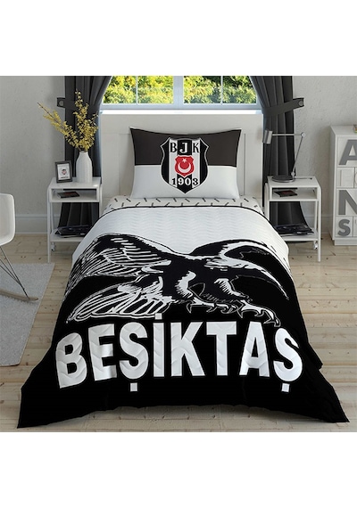 Taç Lisanslı Kapitoneli Nevresim Takımı Beşiktaş Kartal Tek Kişilik