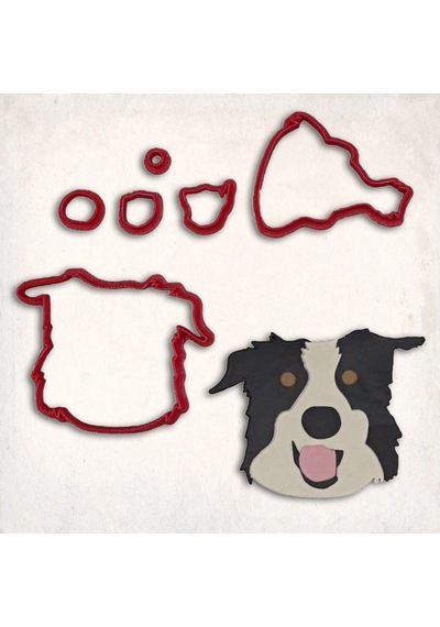 Border Collie Köpek Detay Kurabiye Kalıp Seti 6 Parça KIrmızı