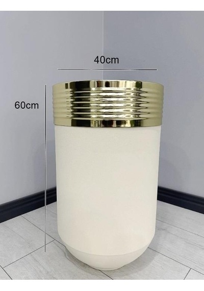 Elegant Dekoratif Gold Darbuka Krem Saksı 60cm
