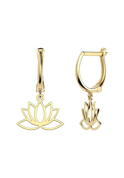 Sade Sallantılı Lotus Çiçeği 14 Ayar Altın Küpe