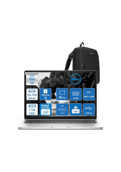 Dell Pro 16 PC16250BTO105H28 Ultra 5-235U 64 GB 1 TB SSD 16" W11H Dizüstü Bilgisayar + Zetta Çanta
