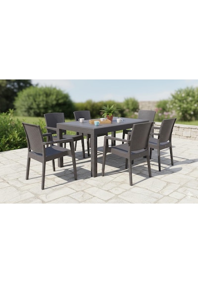 Mandella Show Rattan 90 X 150 Masa Takımı Kahverengi Mandella Show Rattan 90 X 150 Masa Takımı Kahverengi