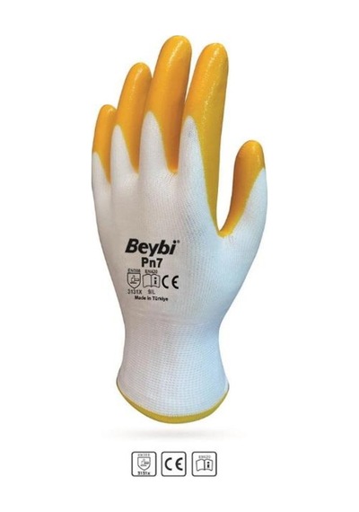 Beybi Pn7 Nitril Sarı Iş Eldiveni 10 Beden - 60 Çift
