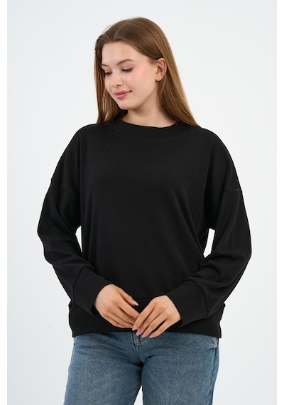 Alexander Gardi Kadın Bisiklet Yaka Çizgili Sweatshirt B24-00248 Siyah