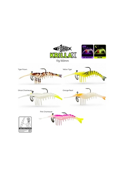 Silikon Karides Yem Fishack Krillax - Uv Boyalı - 17g 100mm - Renk Ghost Chartreuse