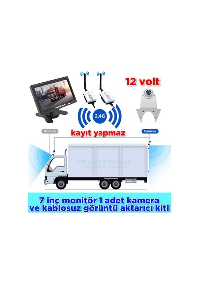 7'' Monitör Wifi Aktarıcı Kit Beyaz Tepe Kamera Set 12 V Kayıtsız
