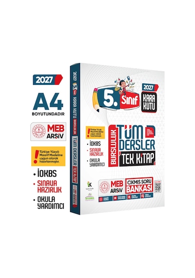 2027 5.Sınıf Tüm Dersler TEK KİTAP YENİ SİSTEM İOKBS BURSLULUK Tamamı Çözümlü Çıkmış Soru Bankası
