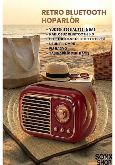 Sonx Nostaljik Bluetooth - Fm Radyo, Usb Bluetooth Kablosuz Hoparlör