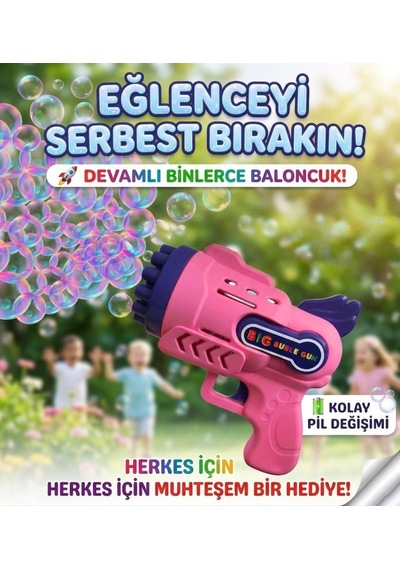 Köpük Baloncuk Makinası 3 Parçalı Yanında 500ml Baloncuk Likiti Hediyeli Eğlenceli Oyun Seti Mor