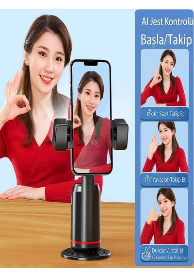 360 Yüz Takipli Rgb Işıklı Profesyonel Gimbal Tripod Telefon Sabitleyici Fotoğraf & Video