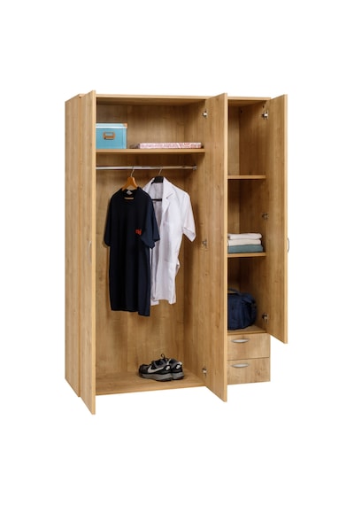 Ahşap Gardırop 120cm, Gardırop, Çok Amaçlı Dolap, 3 Kapılı Dolap, Elbise Dolabı 120x52x177cm Safir Meşe Ahşap Gardırop 120cm, Gardırop, Çok Amaçlı Dolap, 3 Kapılı Dolap, Elbise Dolabı 120x52x177cm Safir Meşe