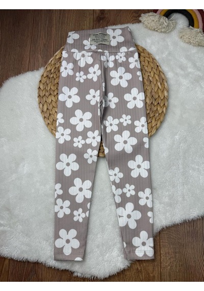 Tunays Shopping Mevsimlik Çiçek Baskılı Kız Çocuk Fitilli Tayt 4'lü Set Siyah Bej Lila Pembe Yeşil Çok Renkli