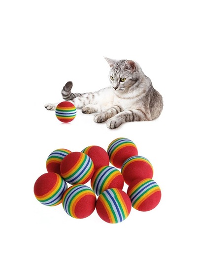 3lü Gökkuşağı Sünger Kedi Köpek Çiğneme Oyun Topu 4,2 Cm 5468