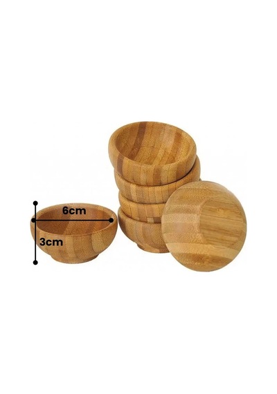 Mithra Life 6 Adet Bambu Mini Lokumluk Çerezlik Sosluk Reçellik Sunumluk Kase Mıt1143 Bambu