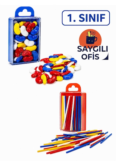 Saygılıofis Sayı Sayma Seti 1 Paket Plastik Sayı Sayma Çubukları Ve Fasülyeleri 1. Sınıflar Için Renkli Çubuk Fasulye