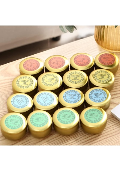Kokulu Mumlar Hediye Seti, 16 Paket Doğal Soya Balmumu Seyahat Teneke Kavanoz Mumları Aile Toplantıları İçin 70 Ml Çok Renkli