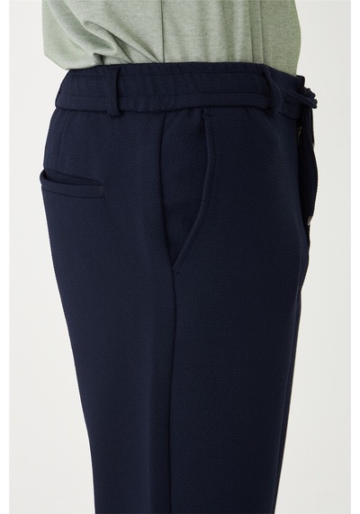 Lacivert Modern Kesim Bağcıklı Smart Casual Jogger Pantolon Laci