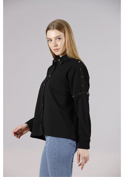 Verymoda Metal Detaylı Gömlek - F1326 SİYAH