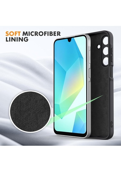 Samsung Galaxy A37 Uyumlu Içi Kadife Lansman Kılıf Ve Şeffaf Temperli Cam Ekran Koruyucu Siyah