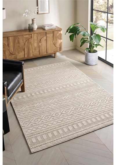 Badelya Home Krem İskandinav Modern Tasarım Sisal Bukle Özel Ölçü Salon Oturma Odası Koridor Mutfak Halısı Yolluk Krem Ekru