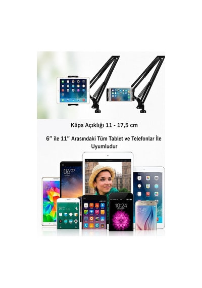 Profesyonel Metal Telefon Tablet Tutucu Stand Ayarlanabilir Masaüstü Esnek Kollu Tablet Aparatı