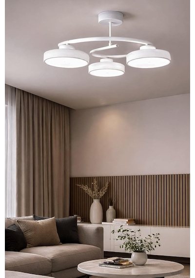 Dönence Led Beyaz Renk Modern Tasarım Enerji Tasarruflu Üç Renk Işık Ledli Dekoratif Avize Salon Yemek Odası Diğer