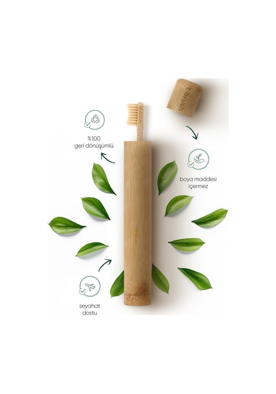 Tbrush Koyugri Bambu Diş Fırçası - Medium(orta Sert) + Diş Fırçası Saklama / Taşıma Kabı