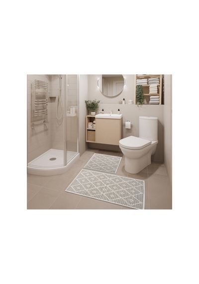 2 Li Bukle Banyo Takımı Banyo Tekstili/modern/doğal/sade/şık Kaymaz Taban -797 Kahverengi