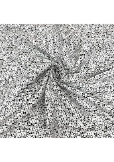 Vakko Twill İpek Eşarp - Helezon Monogram - Beyaz Siyah