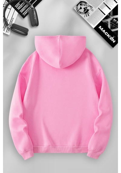 Macklin Sevgili Çift Kombin Spiderman Ve Kız Ağ Baskılı Özel Tasarım Kapüşonlu Sweatshirt 2li Set Takım Siyah Pembe Mck1235 Çok Renkli