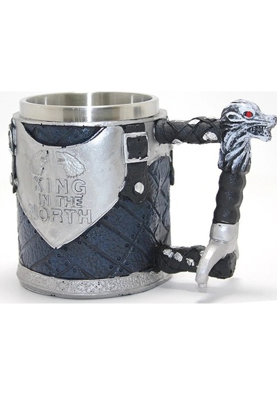 Özel Üretim Dizi Temalı Game Of Thrones King In The North 3d Kabartmalı Çelik Kupa Bardak Alk4367 Çok Renkli