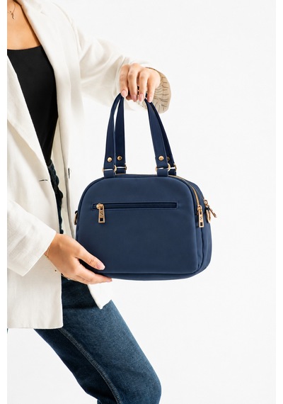 Sanmorris Kadın Suni Deri Ayarlanabilir Çapraz Askılı Smart Casual Omuz Ve El Çantası Lacivert