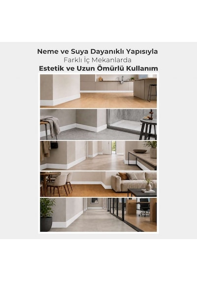Sempla Suya Dayanıklı Pvc Süpürgelik 8 Cm - Beyaz - Smp701 - 2.40 M