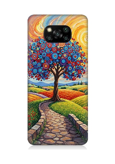 Xiaomi Poco X3 Uyumlu Masalsı Renkli Yolculuk Ağacı Desenli Silikon Kılıf Çok Renkli