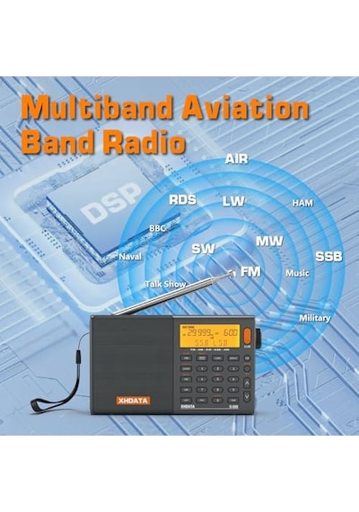 Ayrex Xhdata D-808 Taşınabilir Dijital Radyo Ukw Stereo/kw/mw/lw Ssb Rds Air Band Multi-band-radio Hoparlör İle Lcd-g