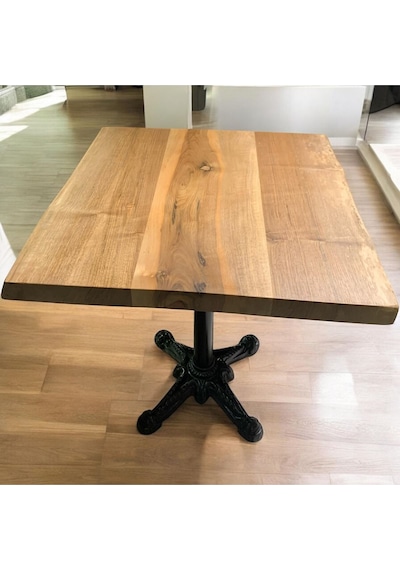 Cafe Masa Ahşap Kütük Masa Aslan Ayak Kare 70x70 Ceviz