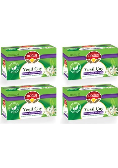 Doğuş Bergamot Aromalı Yeşil Süzen Bardak Poşet Çay 4'lü 20 x 1.75 G